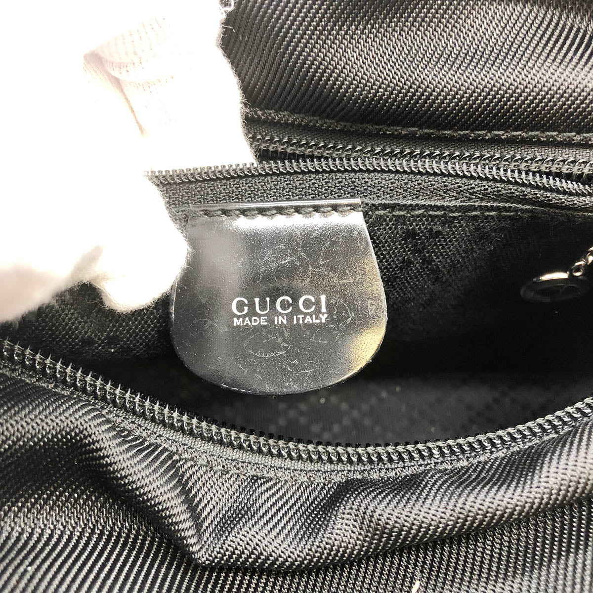 Gucci 0001014 Bamboo Handbag Nylon/Leather Black Pre-owned