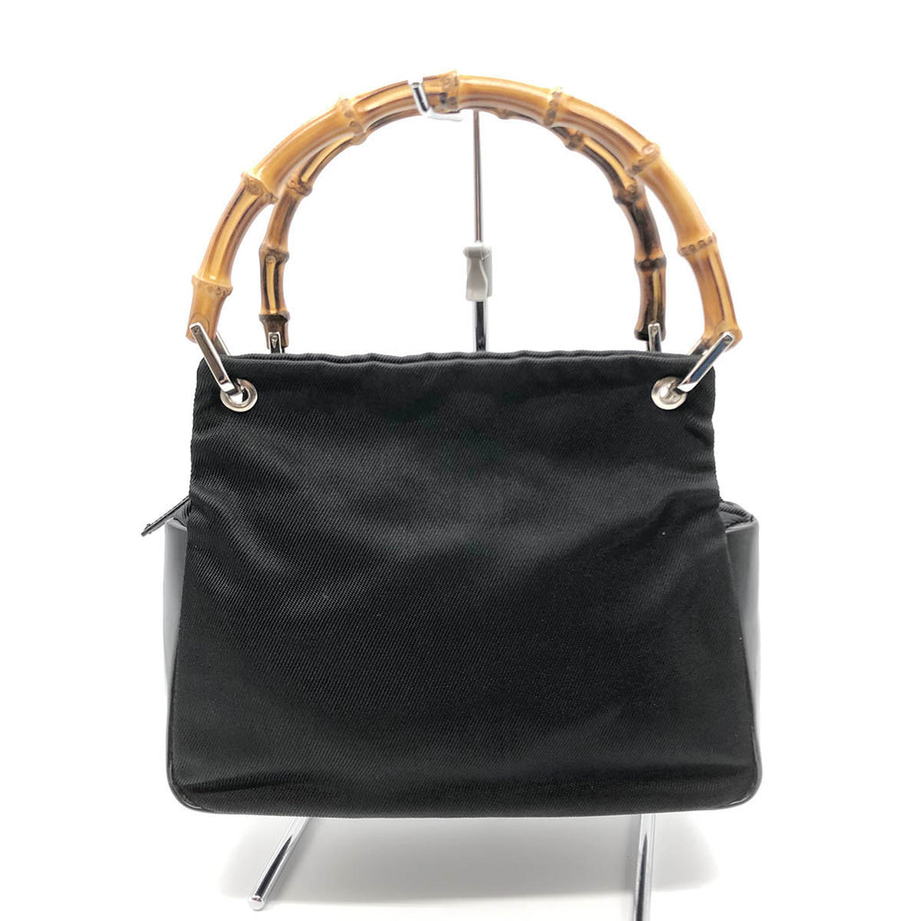 Gucci 0001014 Bamboo Handbag Nylon/Leather Black Pre-owned