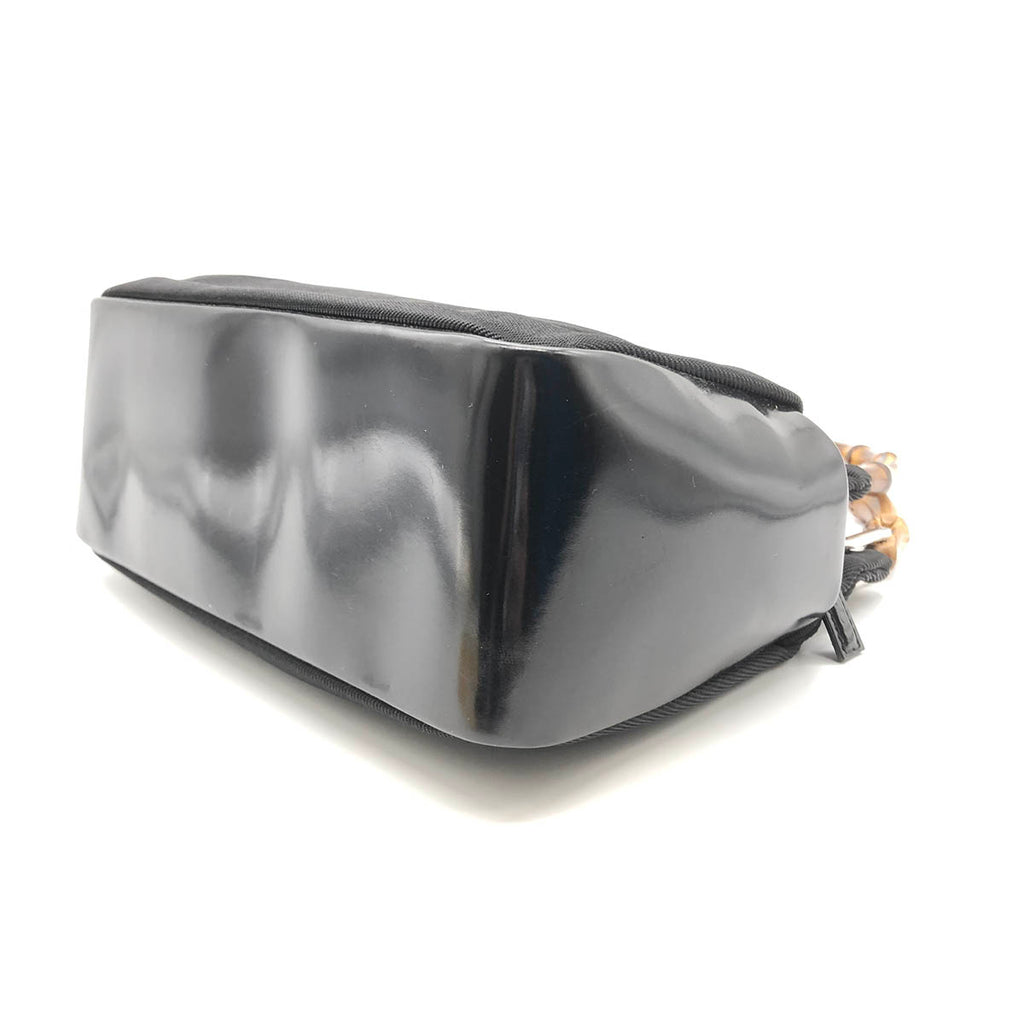 Gucci 0001014 Bamboo Handbag Nylon/Leather Black Pre-owned