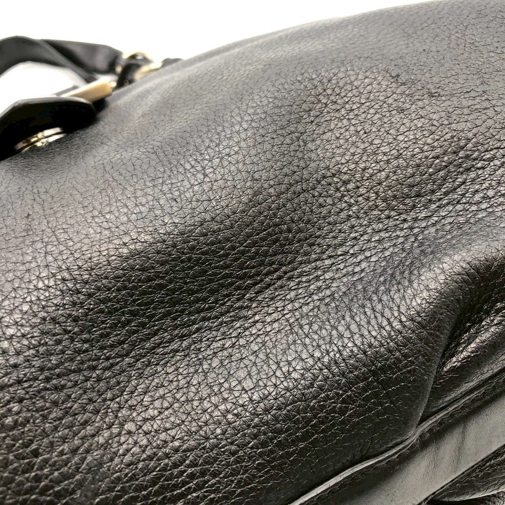 Salvatore Ferragamo Gancini Tote Bag/Shoulder Bag, 2-way, Leather, Black, Women's, Vintage, PRE-OWNED