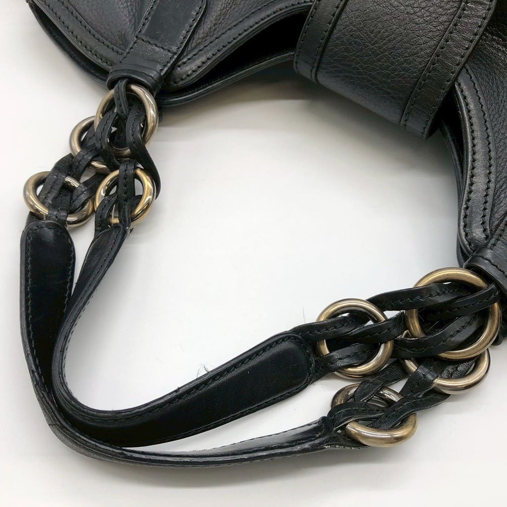 Salvatore Ferragamo Gancini Tote Bag/Shoulder Bag, 2-way, Leather, Black, Women's, Vintage, PRE-OWNED