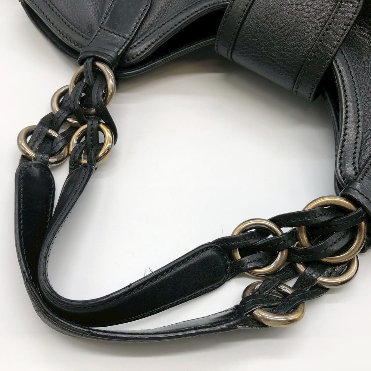 Salvatore Ferragamo Gancini Tote Bag/Shoulder Bag, 2-way, Leather, Black, Women's, Vintage, PRE-OWNED