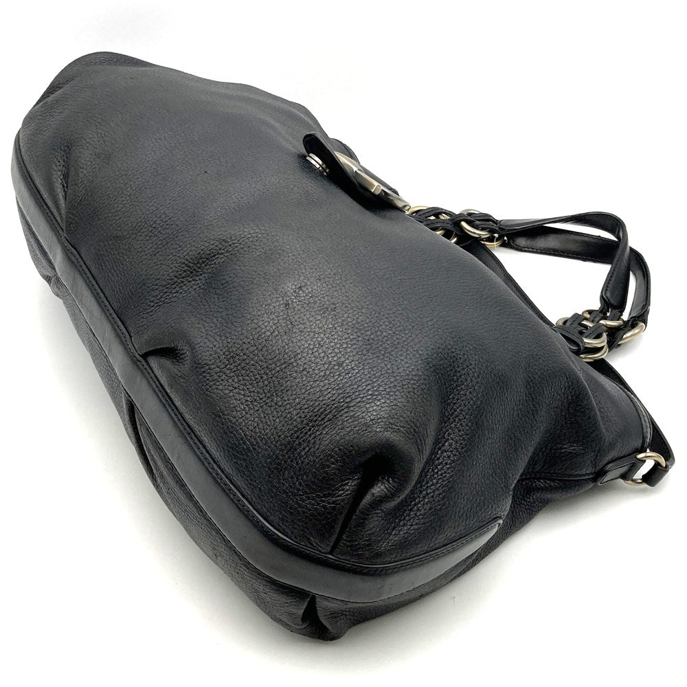 Salvatore Ferragamo Gancini Tote Bag/Shoulder Bag, 2-way, Leather, Black, Women's, Vintage, PRE-OWNED