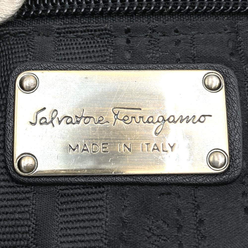 Salvatore Ferragamo Gancini Tote Bag/Shoulder Bag, 2-way, Leather, Black, Women's, Vintage, PRE-OWNED