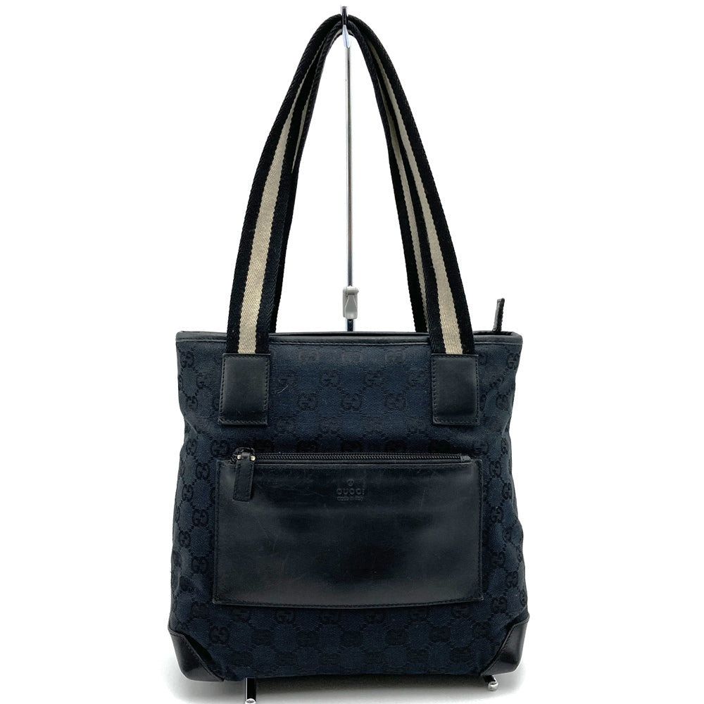 Gucci 019 0402 Tote Bag/Handbag GG Canvas/Leather Black Pre-owned