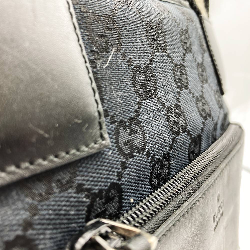 Gucci 019 0402 Tote Bag/Handbag GG Canvas/Leather Black Pre-owned