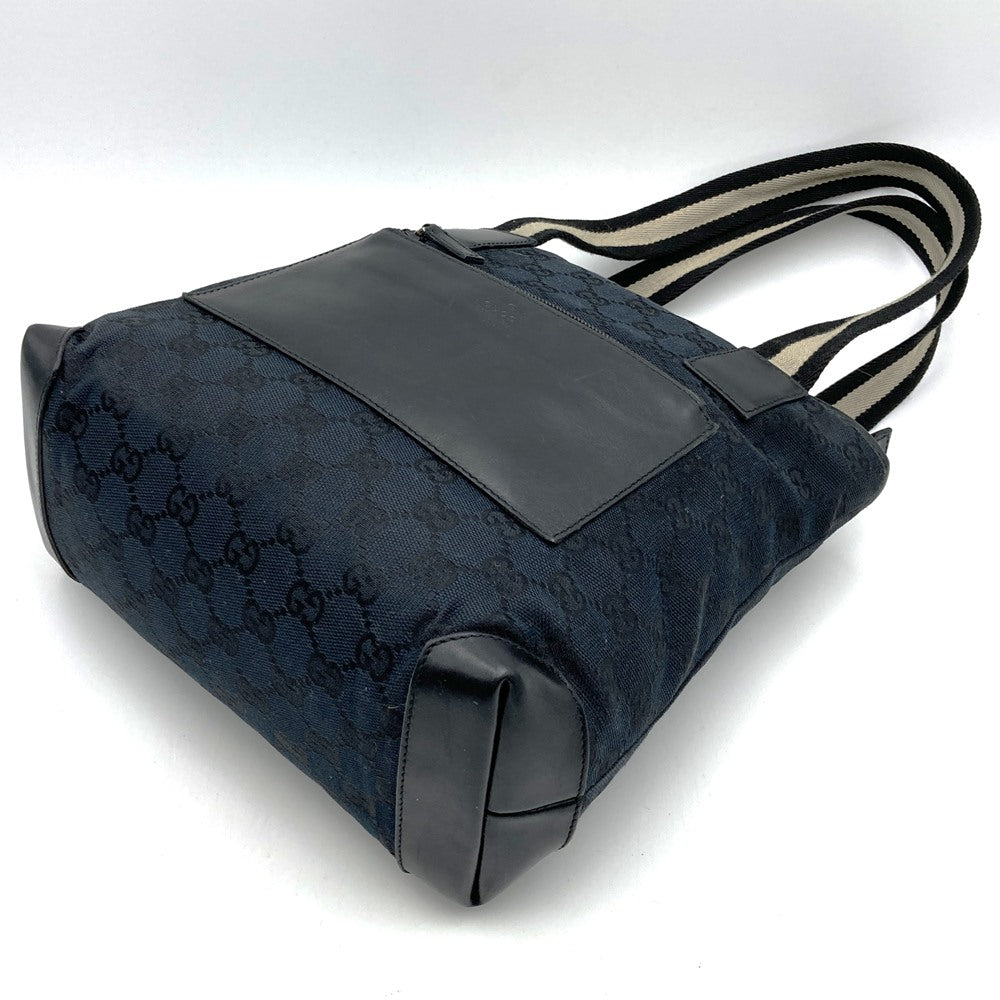 Gucci 019 0402 Tote Bag/Handbag GG Canvas/Leather Black Pre-owned