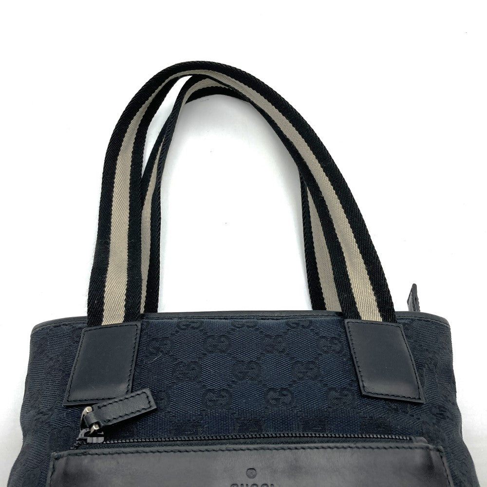 Gucci 019 0402 Tote Bag/Handbag GG Canvas/Leather Black Pre-owned