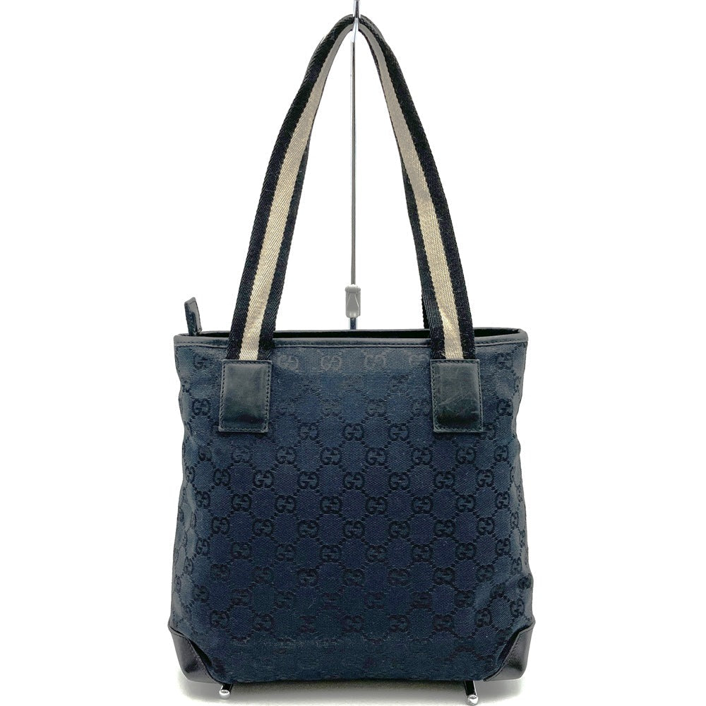 Gucci 019 0402 Tote Bag/Handbag GG Canvas/Leather Black Pre-owned