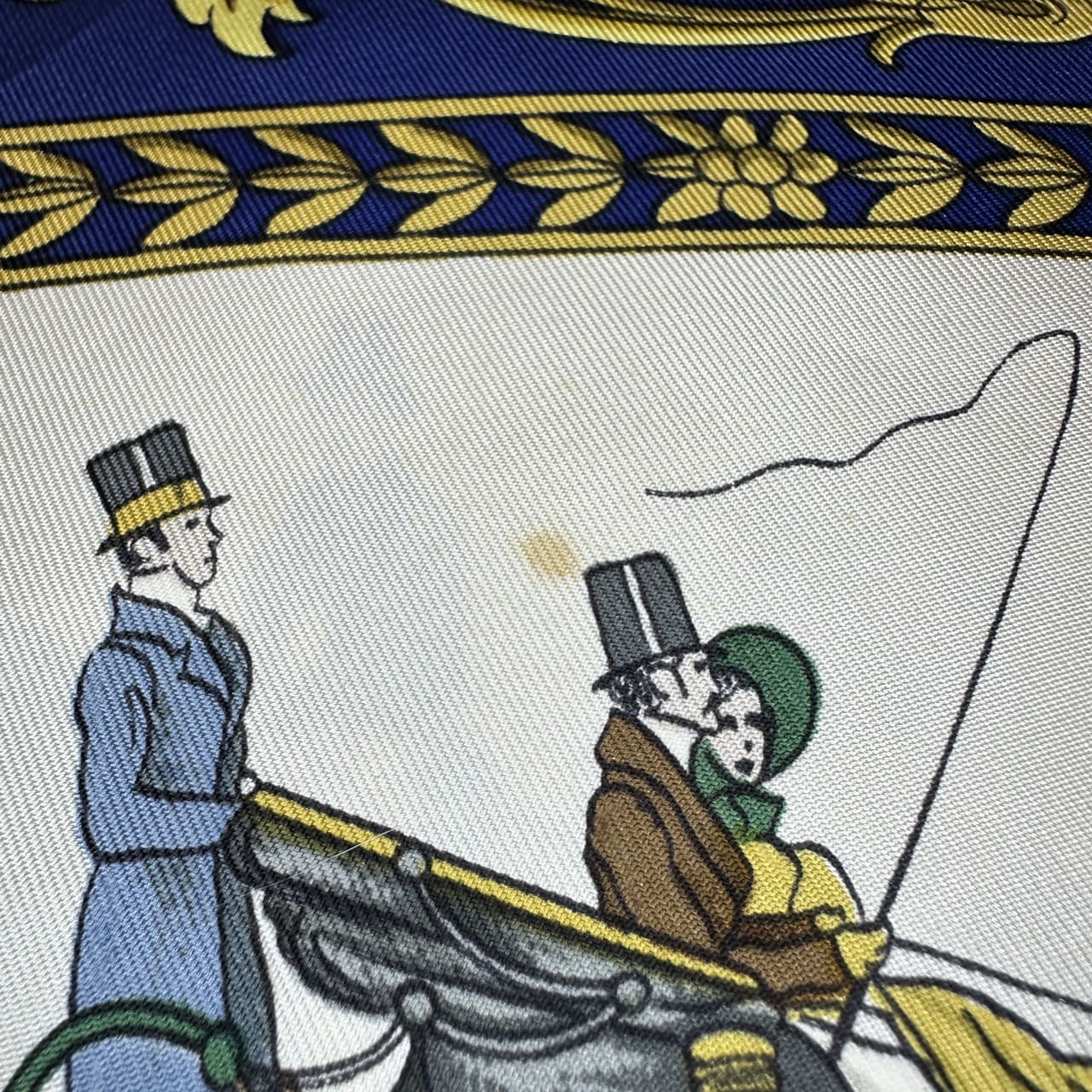 Hermès Carré 90 La Promenade de Longchamps Scarf Silk Navy Pre-owned
