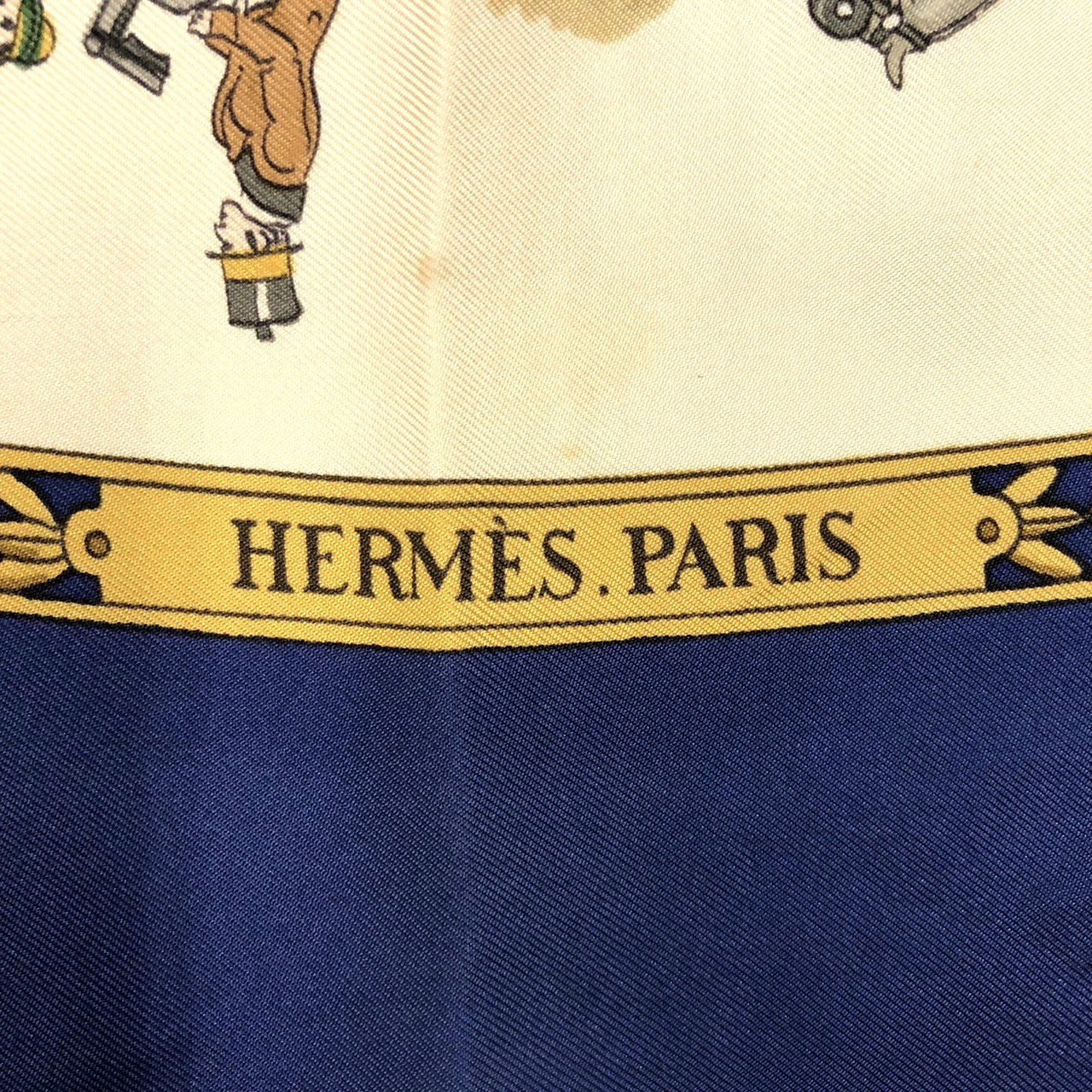 Hermès Carré 90 La Promenade de Longchamps Scarf Silk Navy Pre-owned