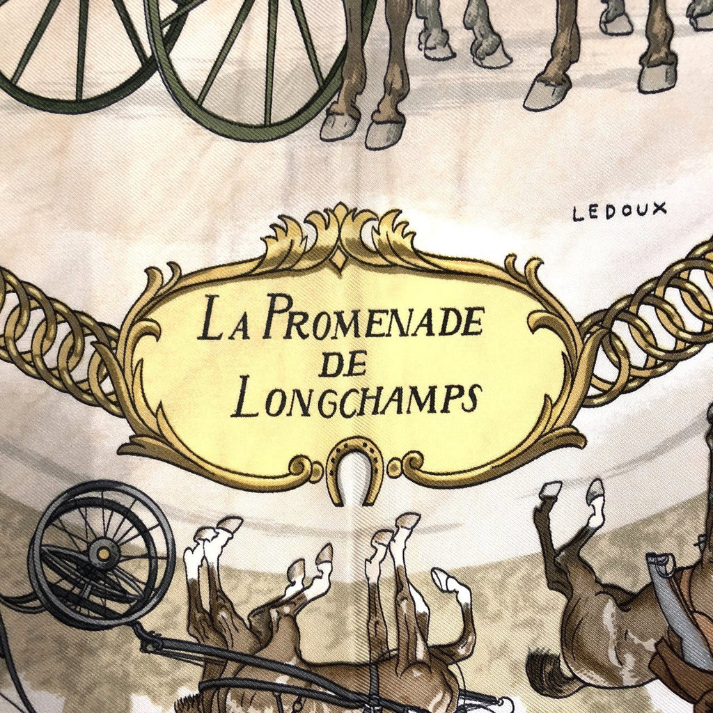 Hermès Carré 90 La Promenade de Longchamps Scarf Silk Navy Pre-owned