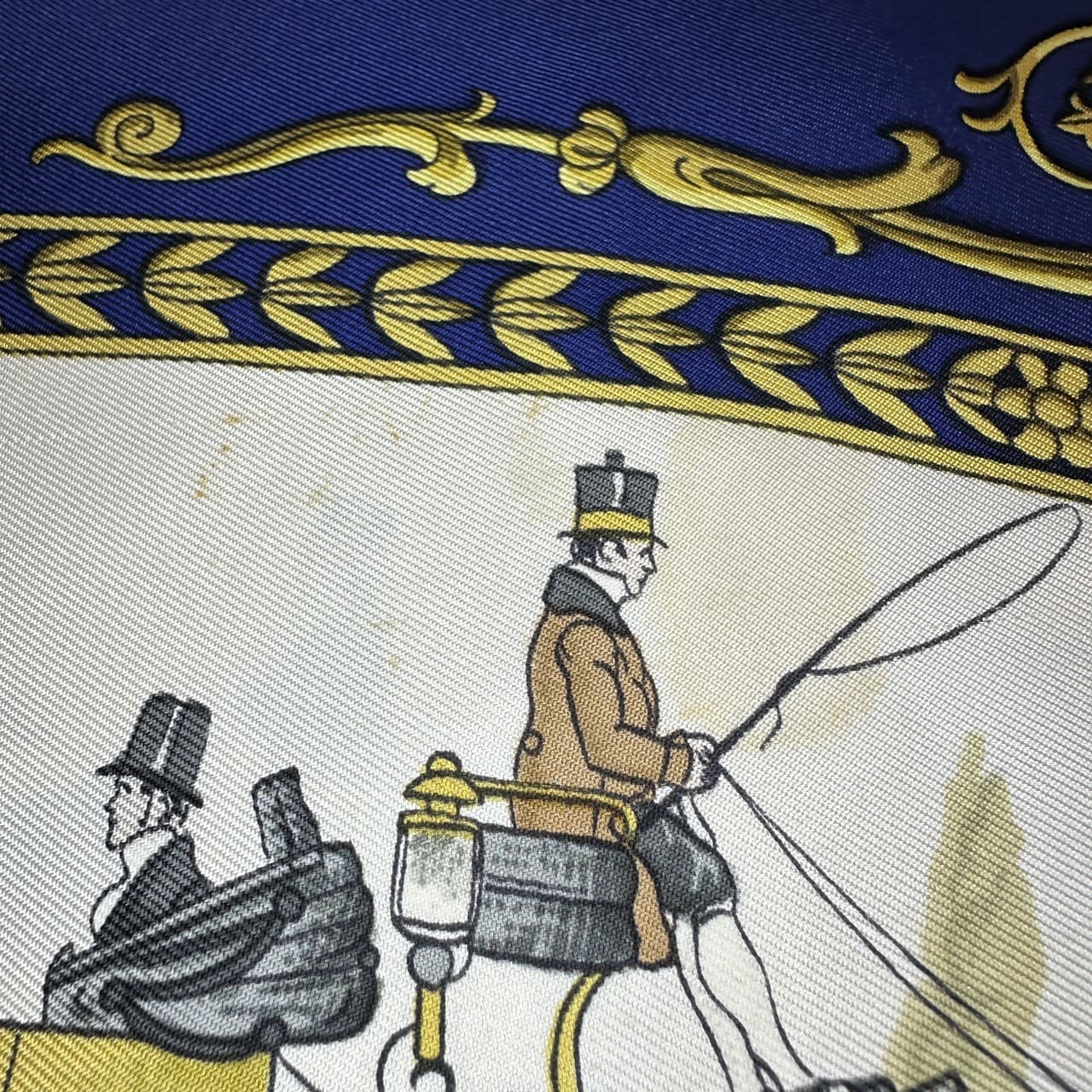 Hermès Carré 90 La Promenade de Longchamps Scarf Silk Navy Pre-owned