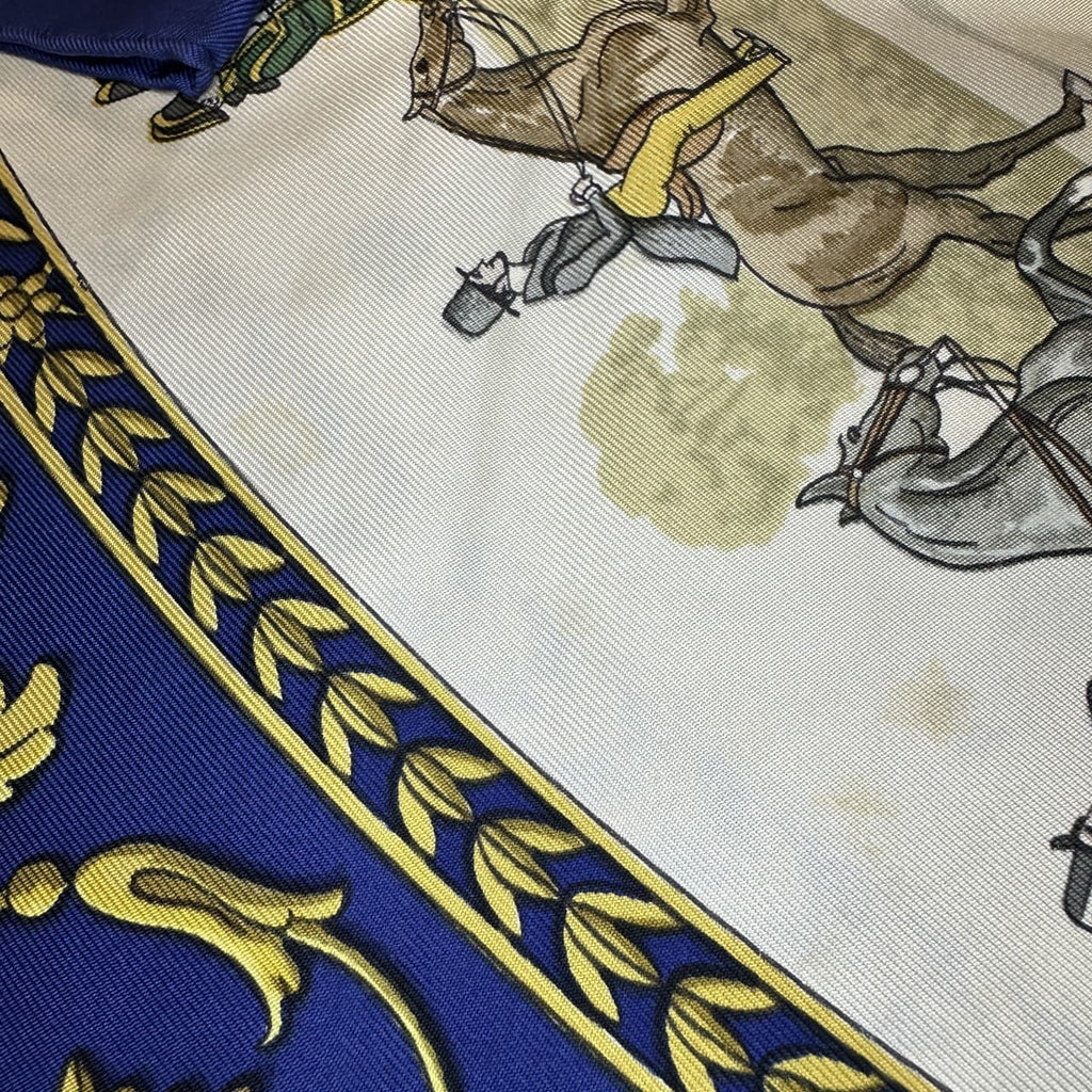 Hermès Carré 90 La Promenade de Longchamps Scarf Silk Navy Pre-owned