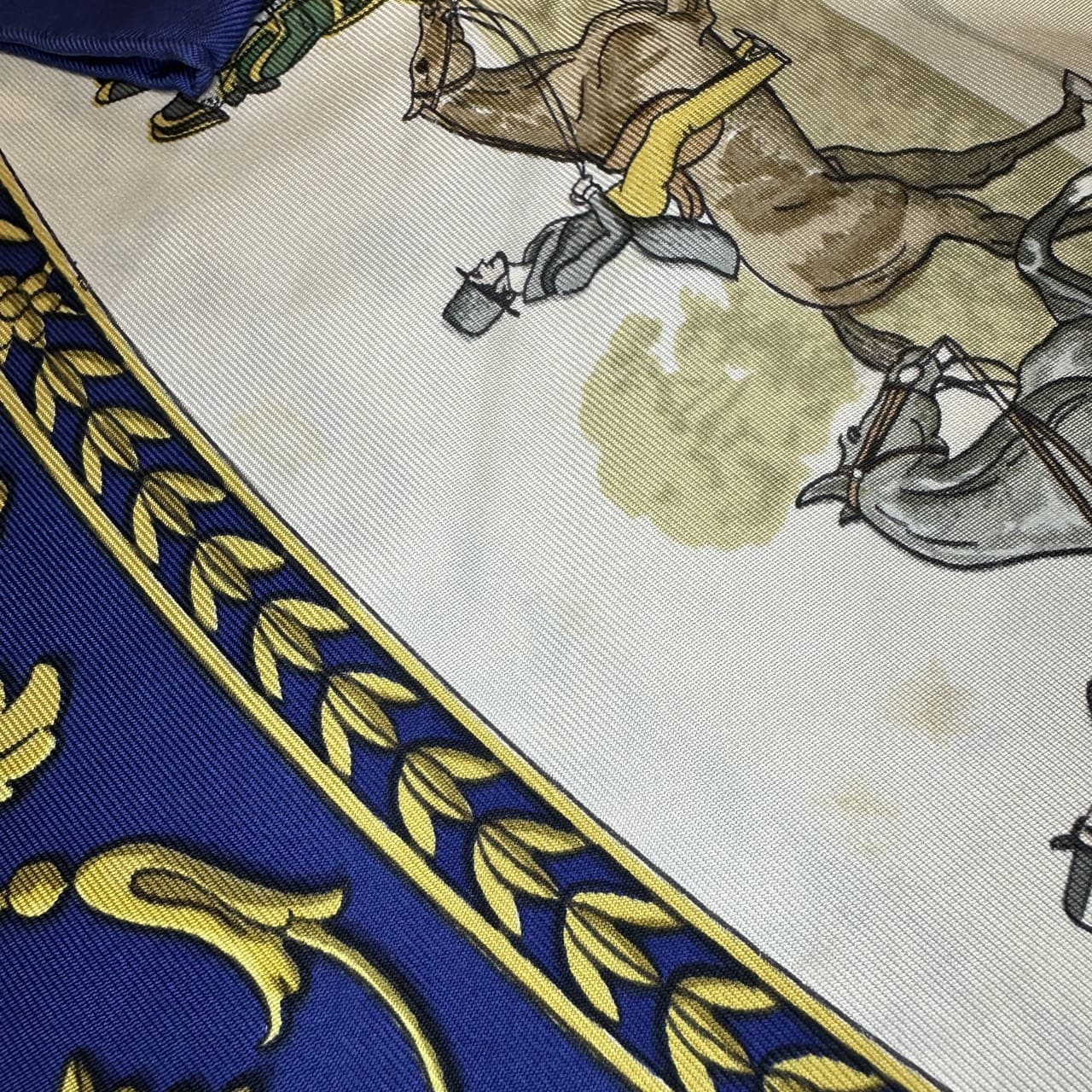 Hermès Carré 90 La Promenade de Longchamps Scarf Silk Navy Pre-owned