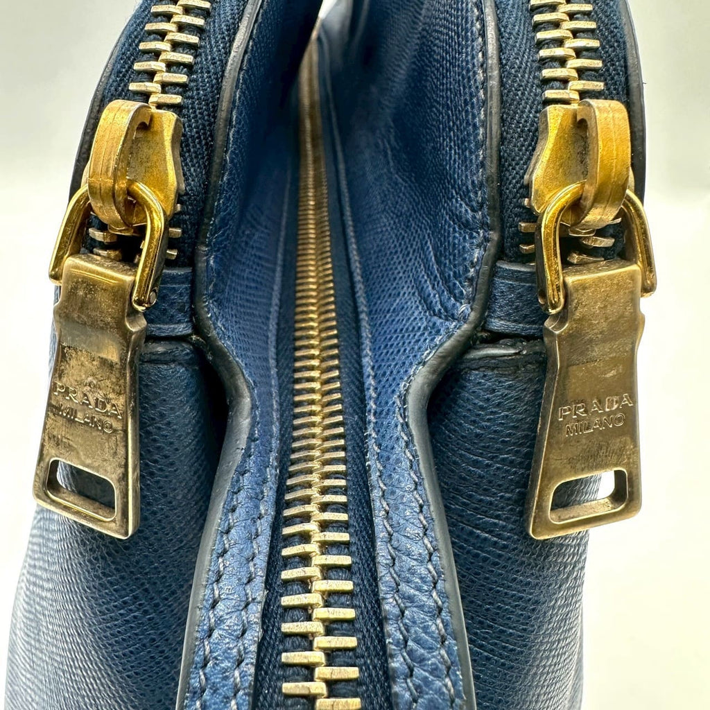 PRADA Prada handbag tote bag Saffiano leather blue vintage women's men's fashion brand PRE-OWNED