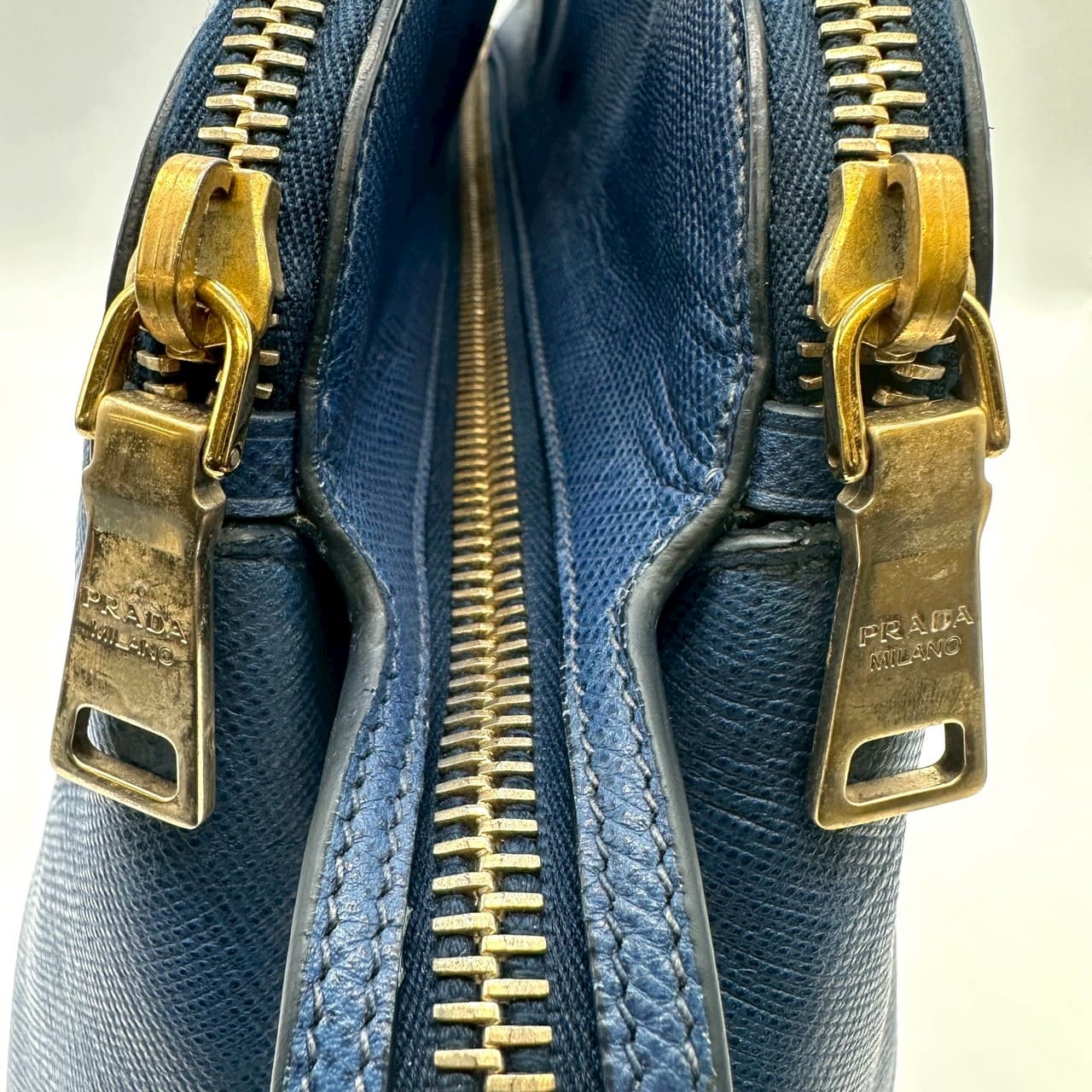 PRADA Prada handbag tote bag Saffiano leather blue vintage women's men's fashion brand PRE-OWNED