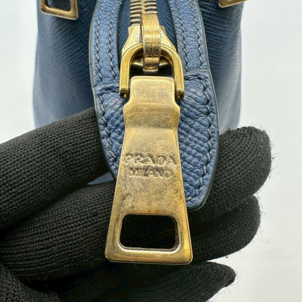 PRADA Prada handbag tote bag Saffiano leather blue vintage women's men's fashion brand PRE-OWNED