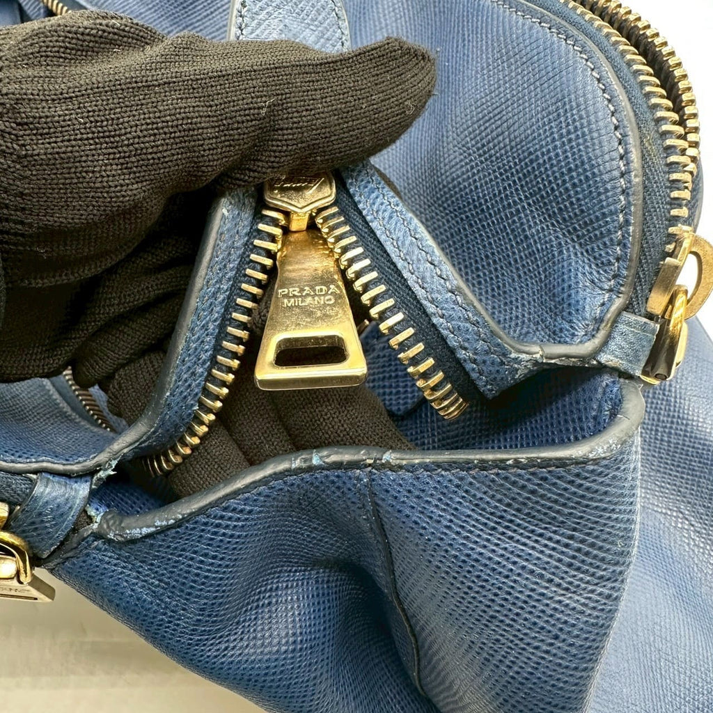 PRADA Prada handbag tote bag Saffiano leather blue vintage women's men's fashion brand PRE-OWNED