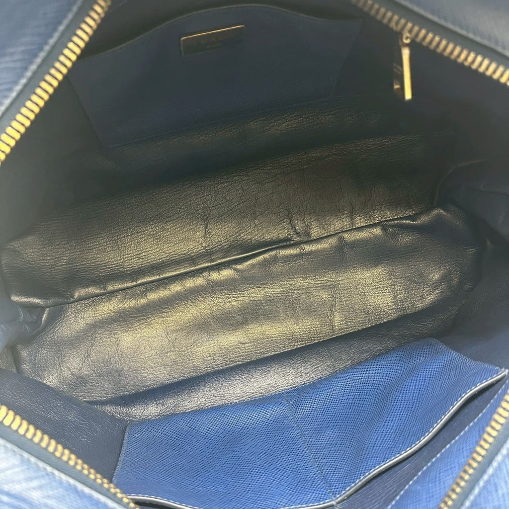 PRADA Prada handbag tote bag Saffiano leather blue vintage women's men's fashion brand PRE-OWNED