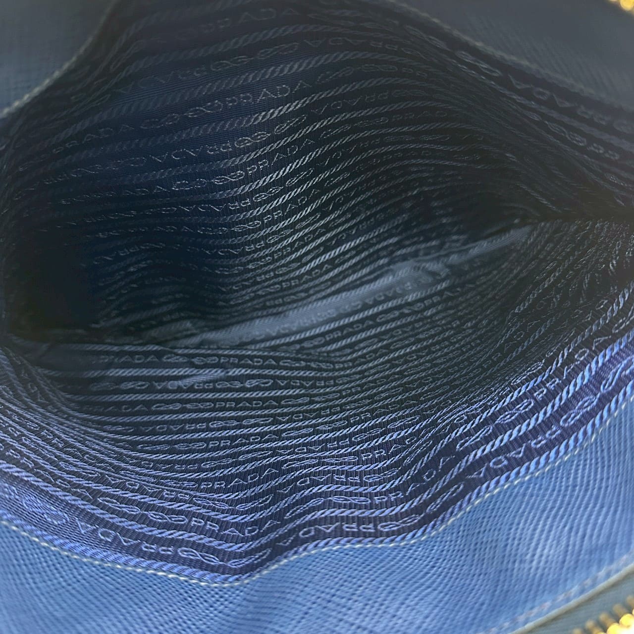 PRADA Prada handbag tote bag Saffiano leather blue vintage women's men's fashion brand PRE-OWNED