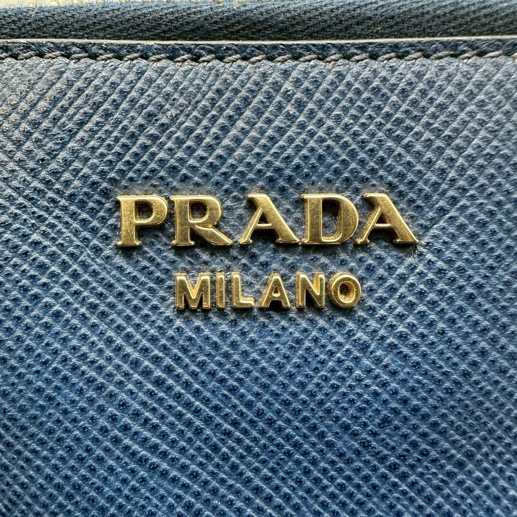 PRADA Prada handbag tote bag Saffiano leather blue vintage women's men's fashion brand PRE-OWNED