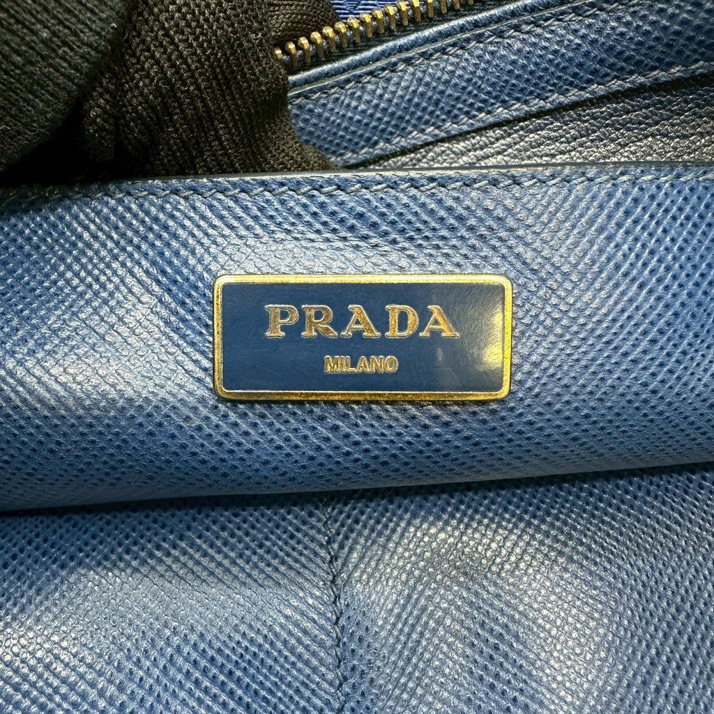 PRADA Prada handbag tote bag Saffiano leather blue vintage women's men's fashion brand PRE-OWNED