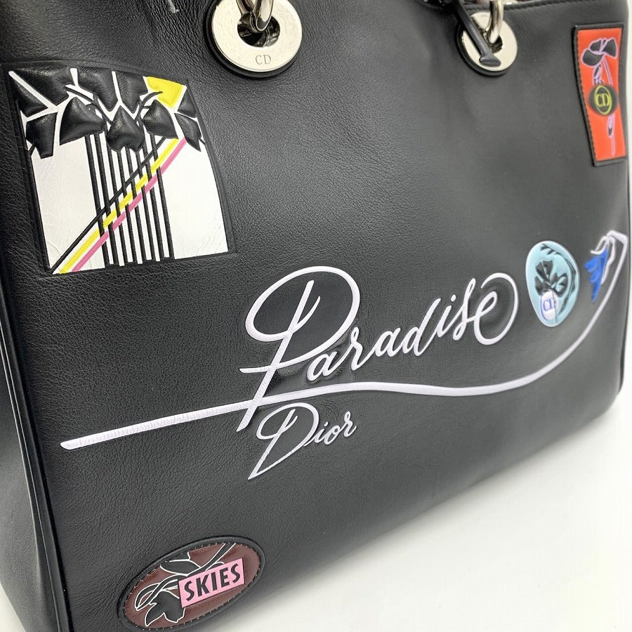 Dior Diorissimo Handbag/Shoulder Bag Calf Leather Black Pre-owned