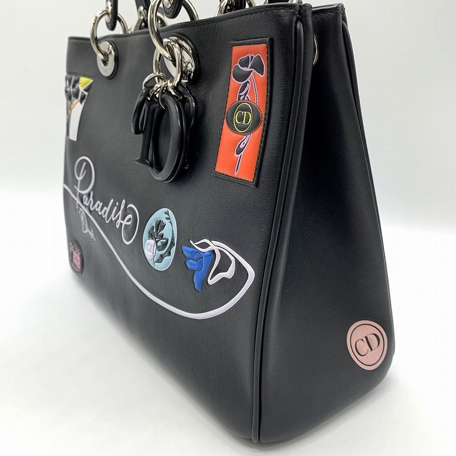 Dior Diorissimo Handbag/Shoulder Bag Calf Leather Black Pre-owned