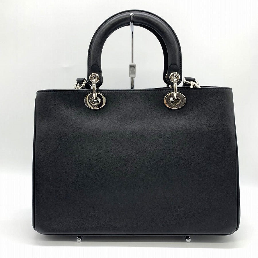 Dior Diorissimo Handbag/Shoulder Bag Calf Leather Black Pre-owned