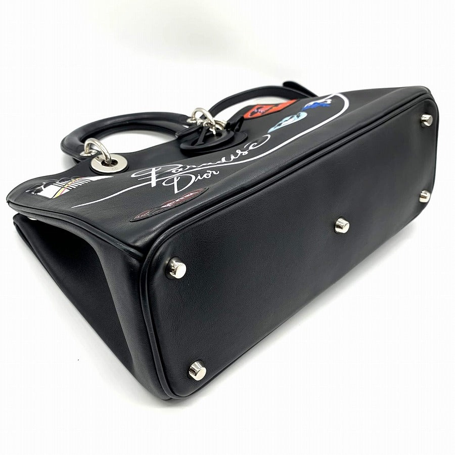 Dior Diorissimo Handbag/Shoulder Bag Calf Leather Black Pre-owned