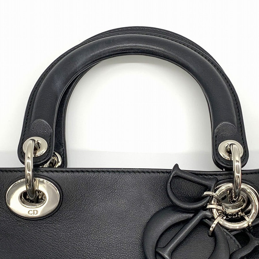 Dior Diorissimo Handbag/Shoulder Bag Calf Leather Black Pre-owned