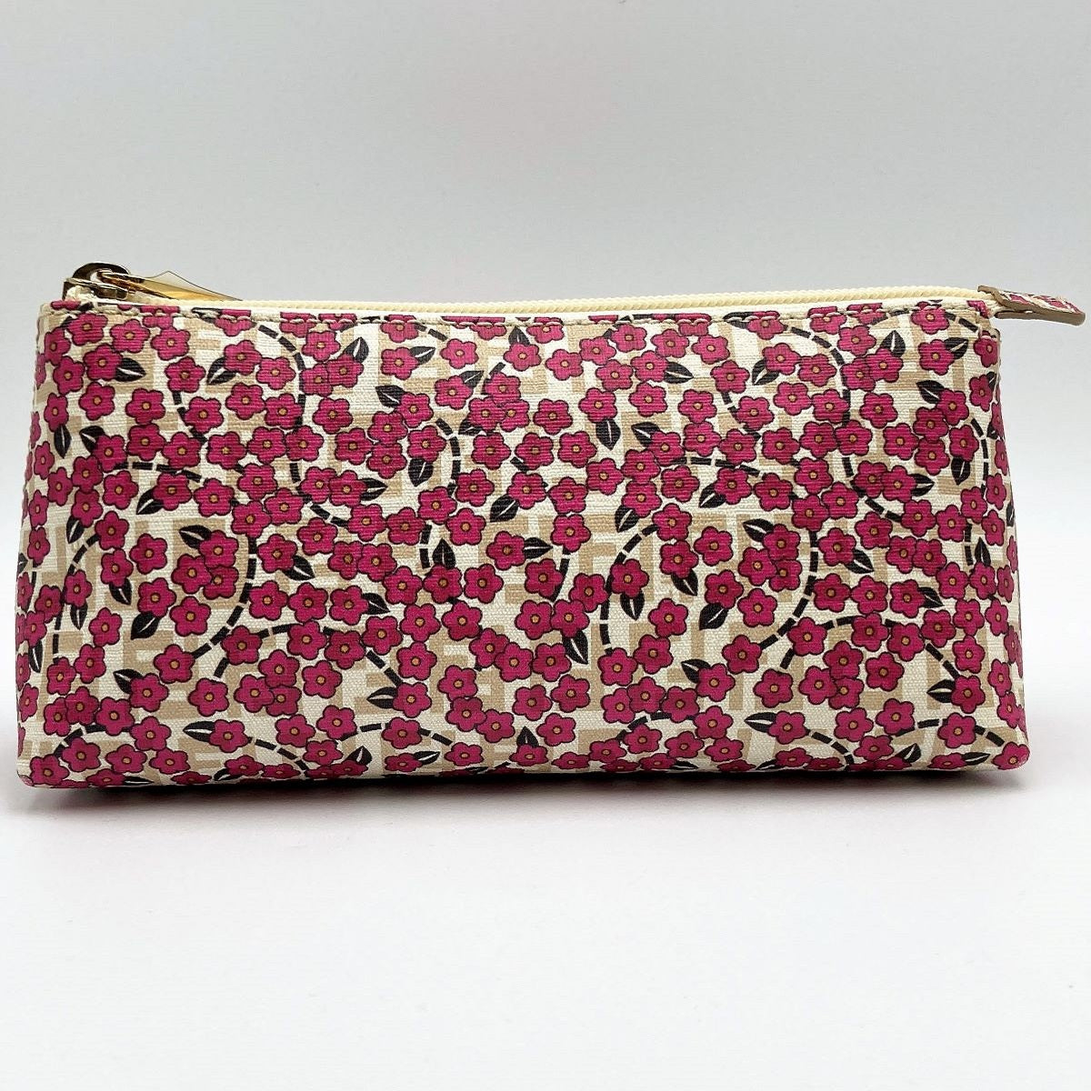 Fendi 7N0038 Zucchino Makeup Pouch Beige/Pink Pre-owned