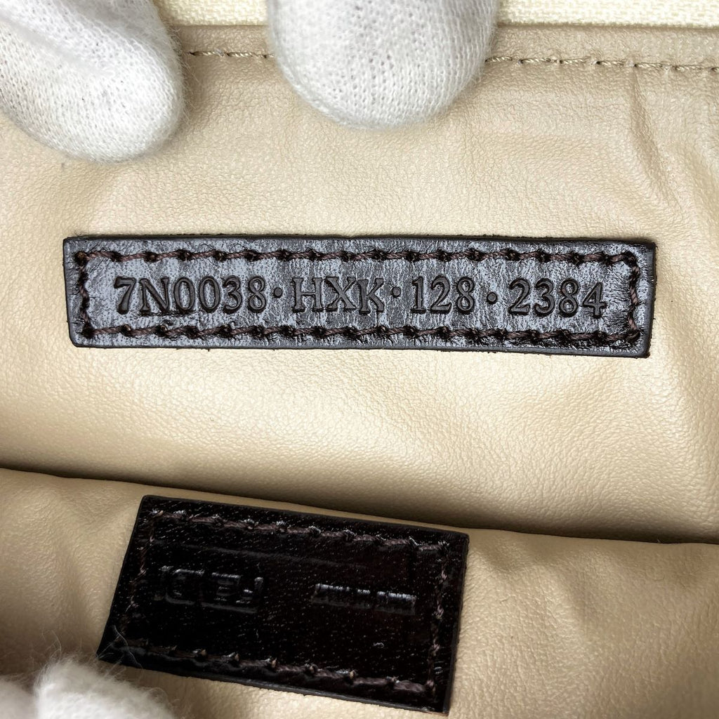 Fendi 7N0038 Zucchino Makeup Pouch Beige/Pink Pre-owned
