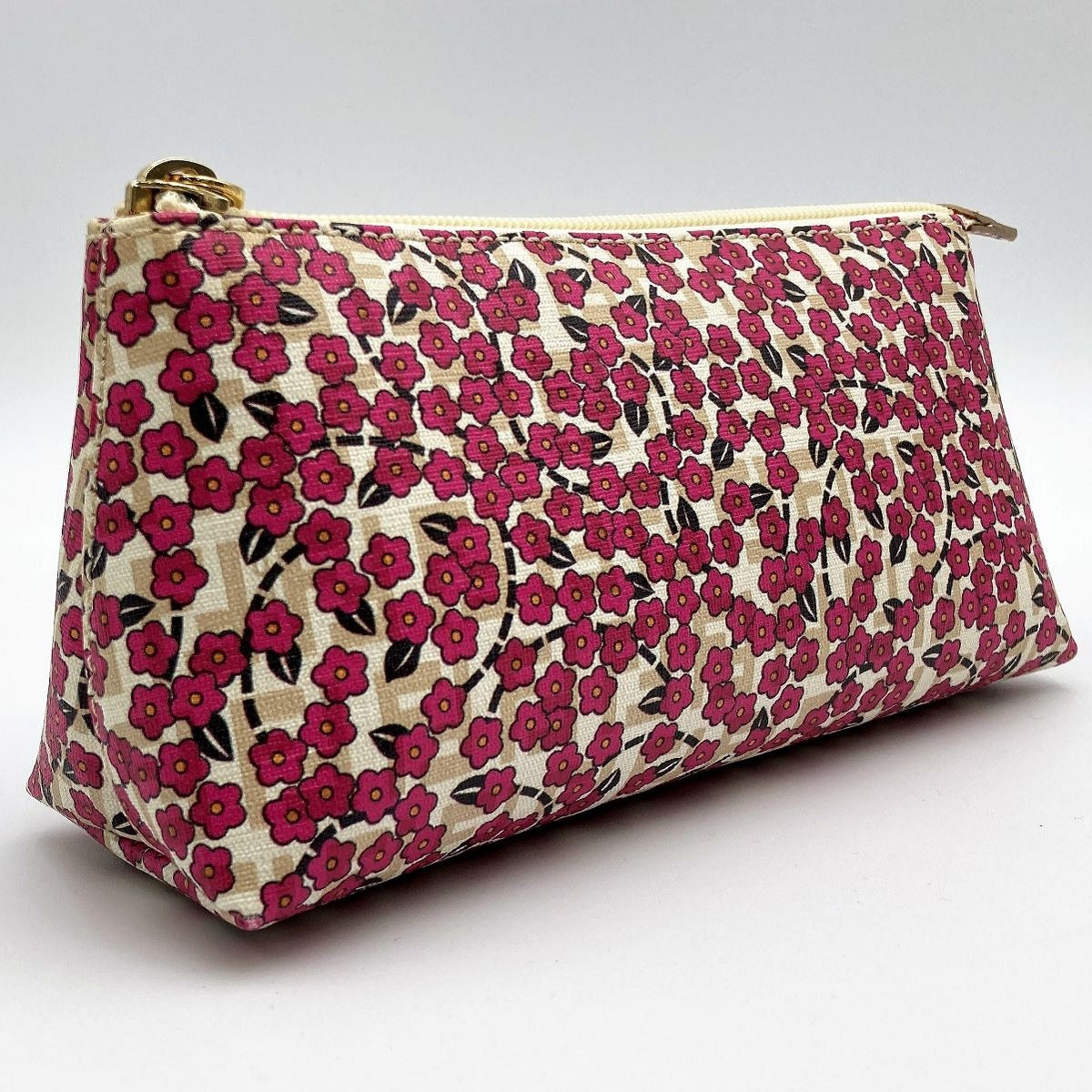 Fendi 7N0038 Zucchino Makeup Pouch Beige/Pink Pre-owned