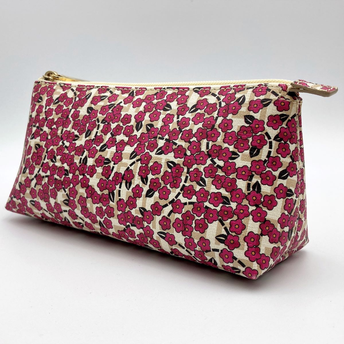 Fendi 7N0038 Zucchino Makeup Pouch Beige/Pink Pre-owned