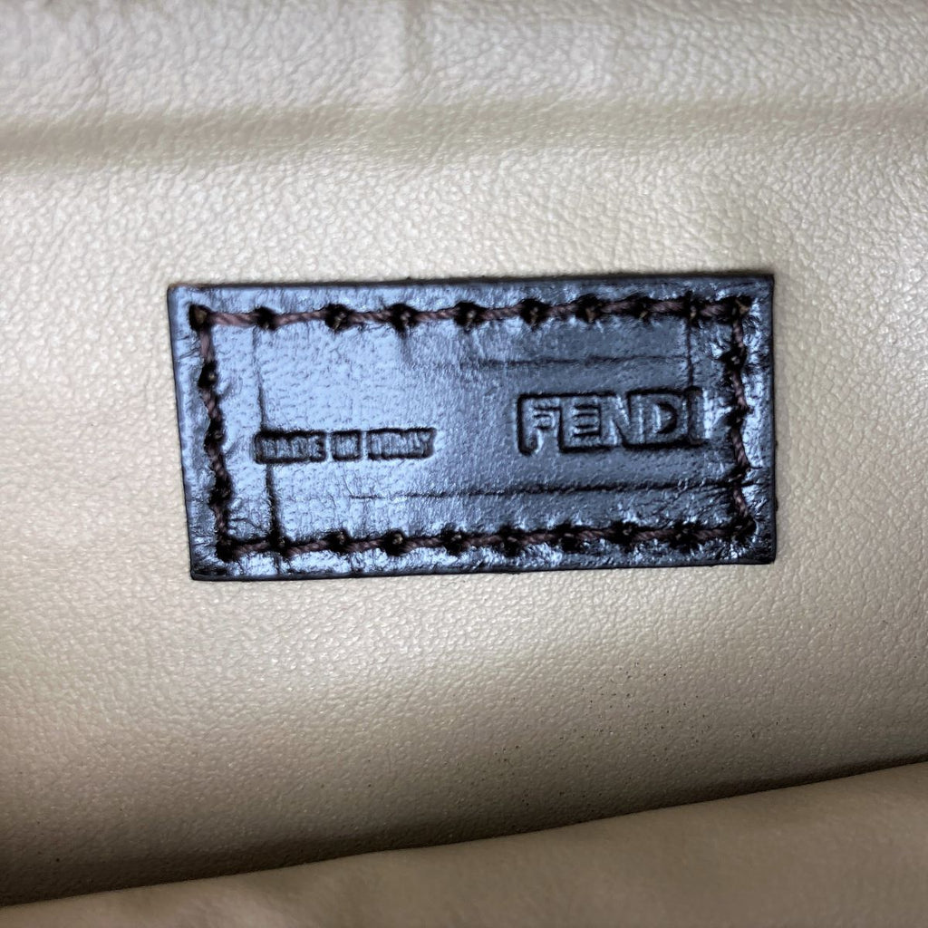 Fendi 7N0038 Zucchino Makeup Pouch Beige/Pink Pre-owned