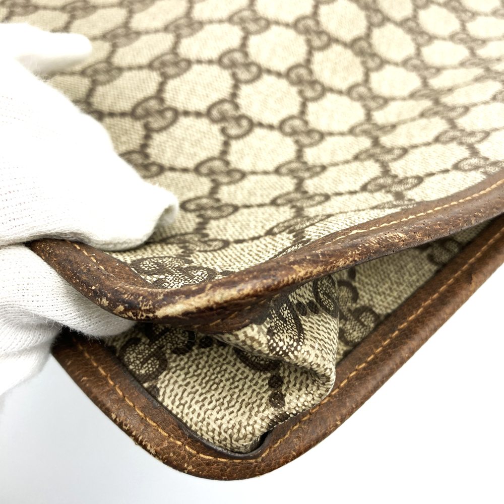 GUCCI 017 115 Second Bag Clutch Bag Pouch GG Supreme Sherry Leather Brown Vintage PRE-OWNED