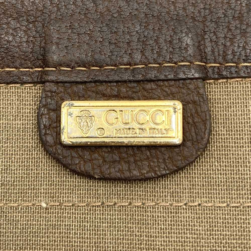 GUCCI 017 115 Second Bag Clutch Bag Pouch GG Supreme Sherry Leather Brown Vintage PRE-OWNED