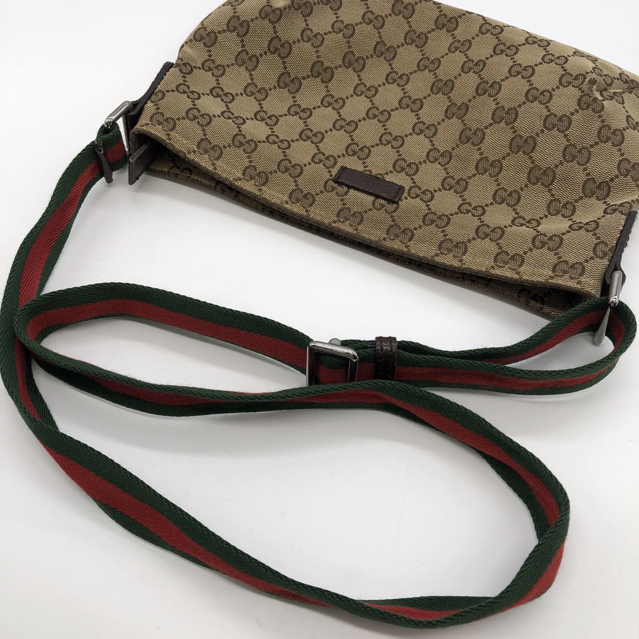 GUCCI 189749 GG Canvas Sherry Shoulder Bag Leather Brown Women's Men's Vintage Brand PRE-OWNED