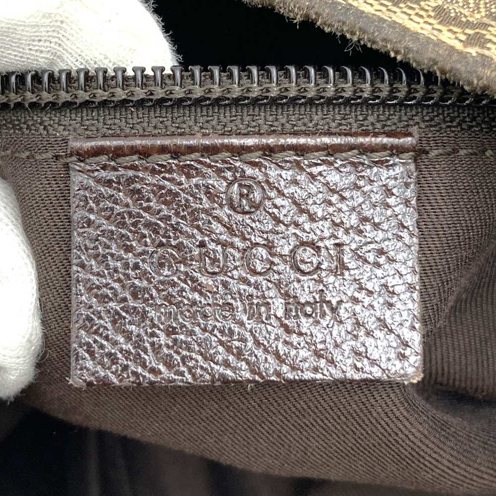 GUCCI 189749 GG Canvas Sherry Shoulder Bag Leather Brown Women's Men's Vintage Brand PRE-OWNED