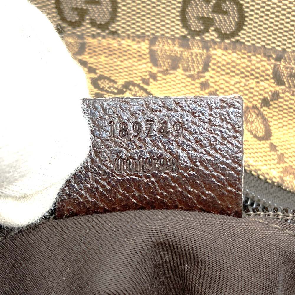 GUCCI 189749 GG Canvas Sherry Shoulder Bag Leather Brown Women's Men's Vintage Brand PRE-OWNED