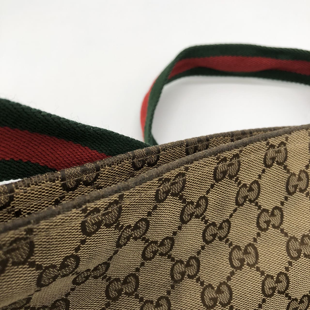 GUCCI 189749 GG Canvas Sherry Shoulder Bag Leather Brown Women's Men's Vintage Brand PRE-OWNED