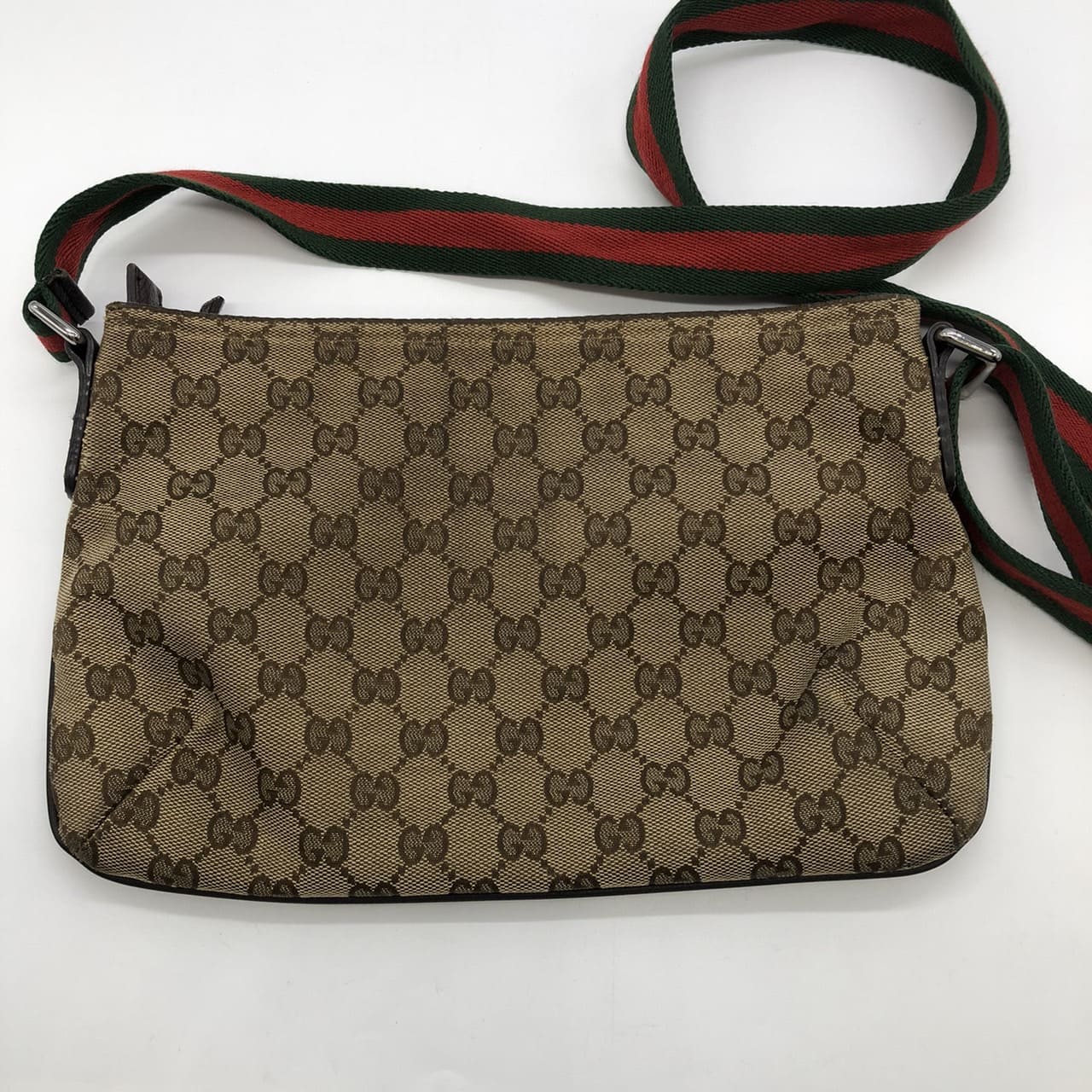 GUCCI 189749 GG Canvas Sherry Shoulder Bag Leather Brown Women's Men's Vintage Brand PRE-OWNED