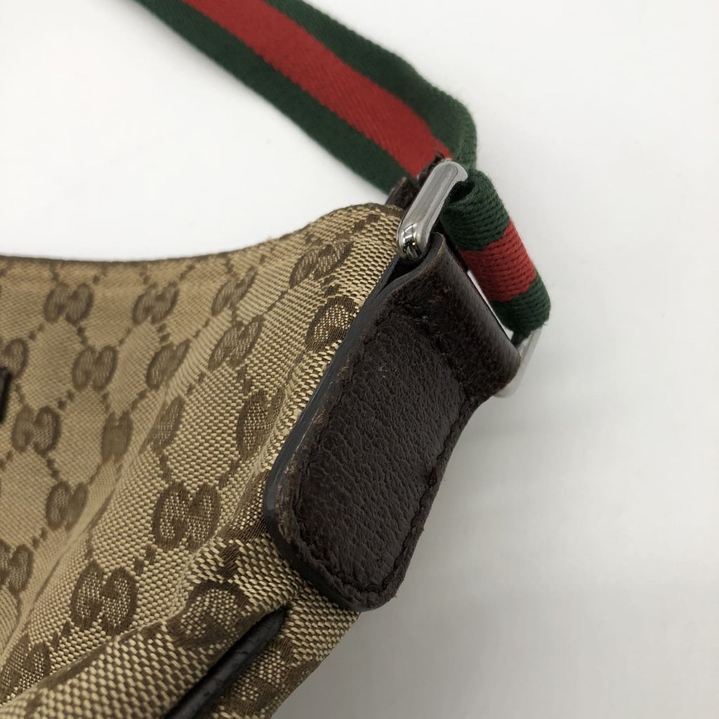 GUCCI 189749 GG Canvas Sherry Shoulder Bag Leather Brown Women's Men's Vintage Brand PRE-OWNED