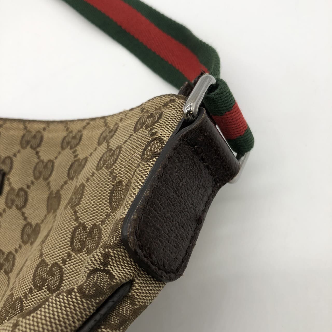 GUCCI 189749 GG Canvas Sherry Shoulder Bag Leather Brown Women's Men's Vintage Brand PRE-OWNED