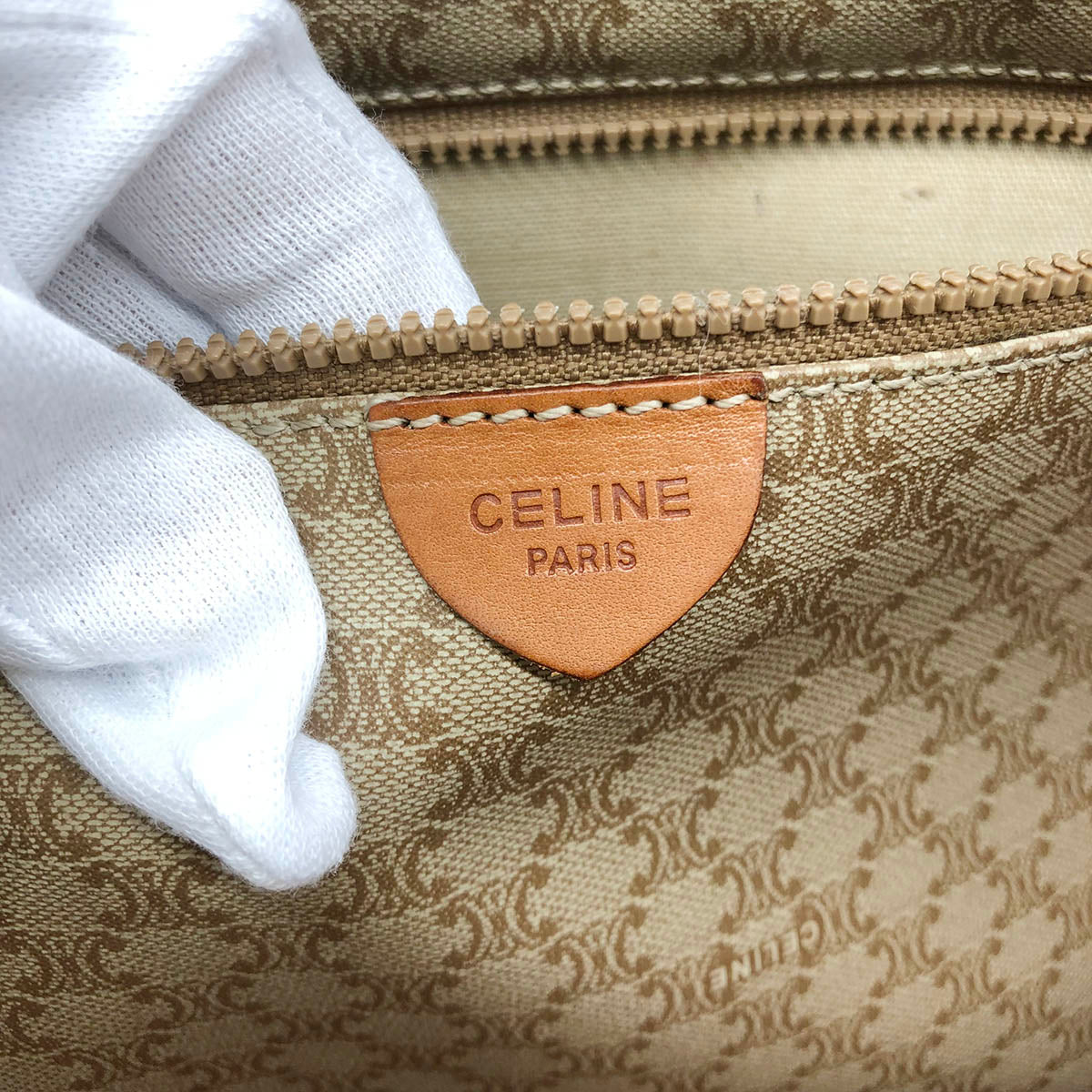 Celine M10 Macadam Big Tote Bag PVC Beige/Brown Pre-owned