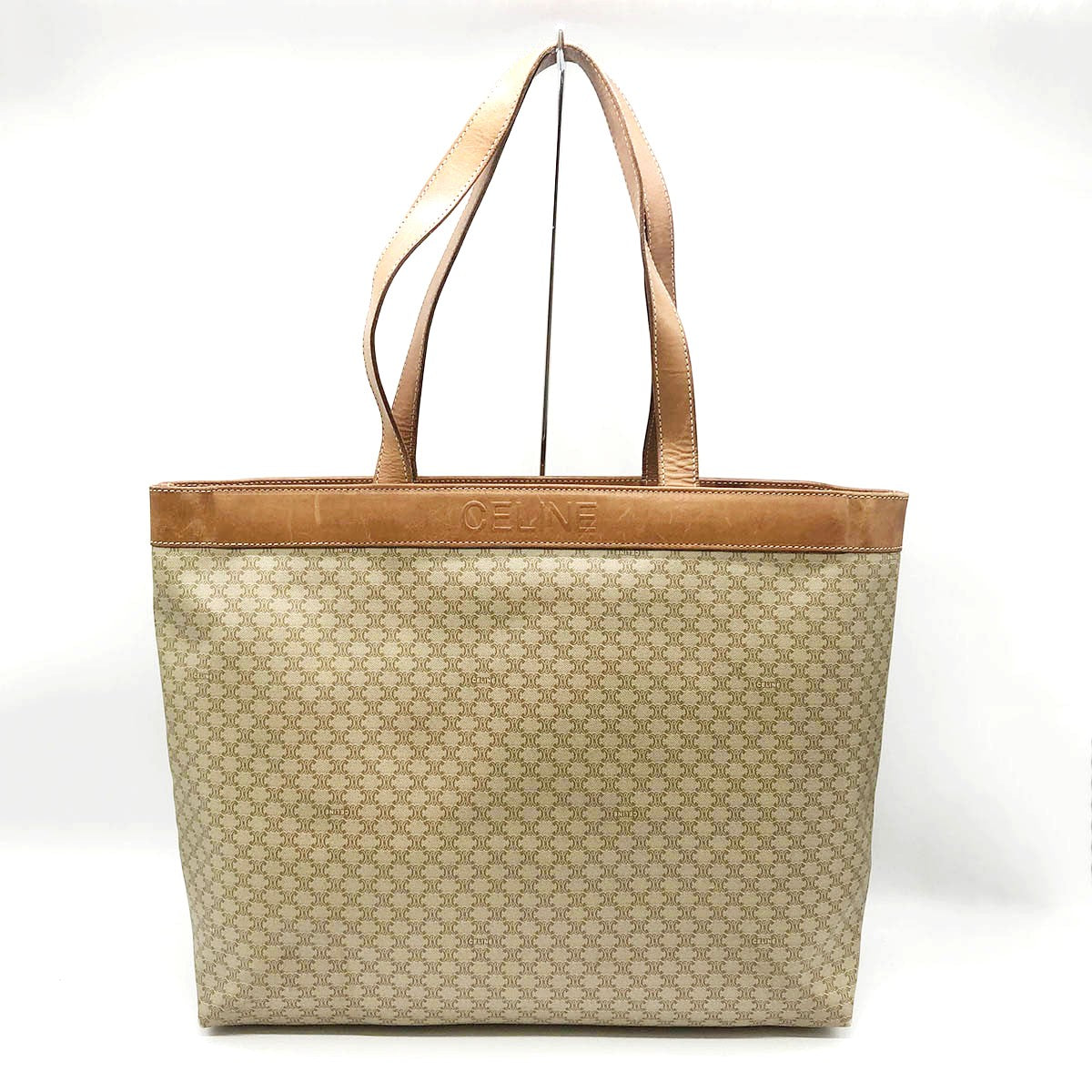 Celine M10 Macadam Big Tote Bag PVC Beige/Brown Pre-owned