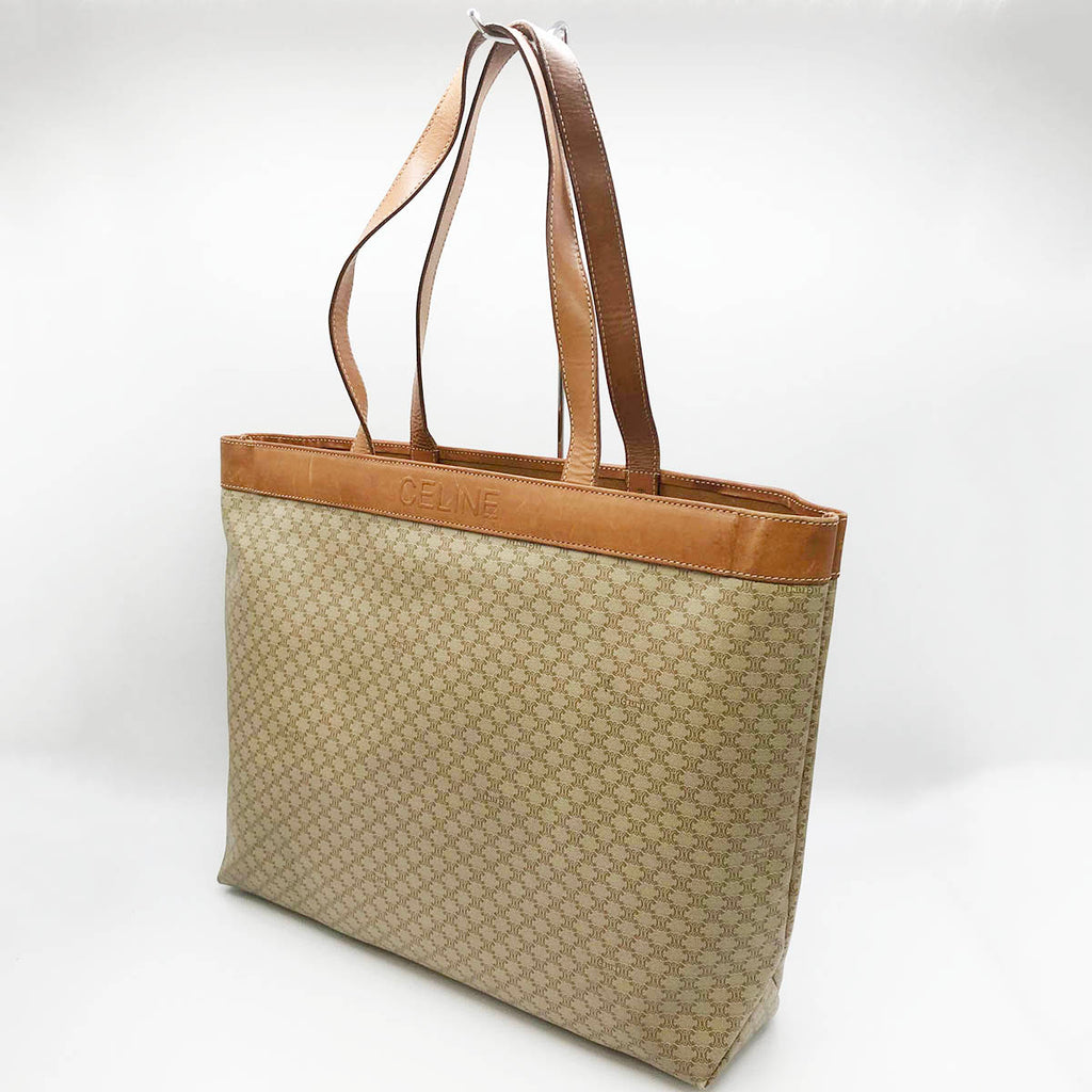 Celine M10 Macadam Big Tote Bag PVC Beige/Brown Pre-owned