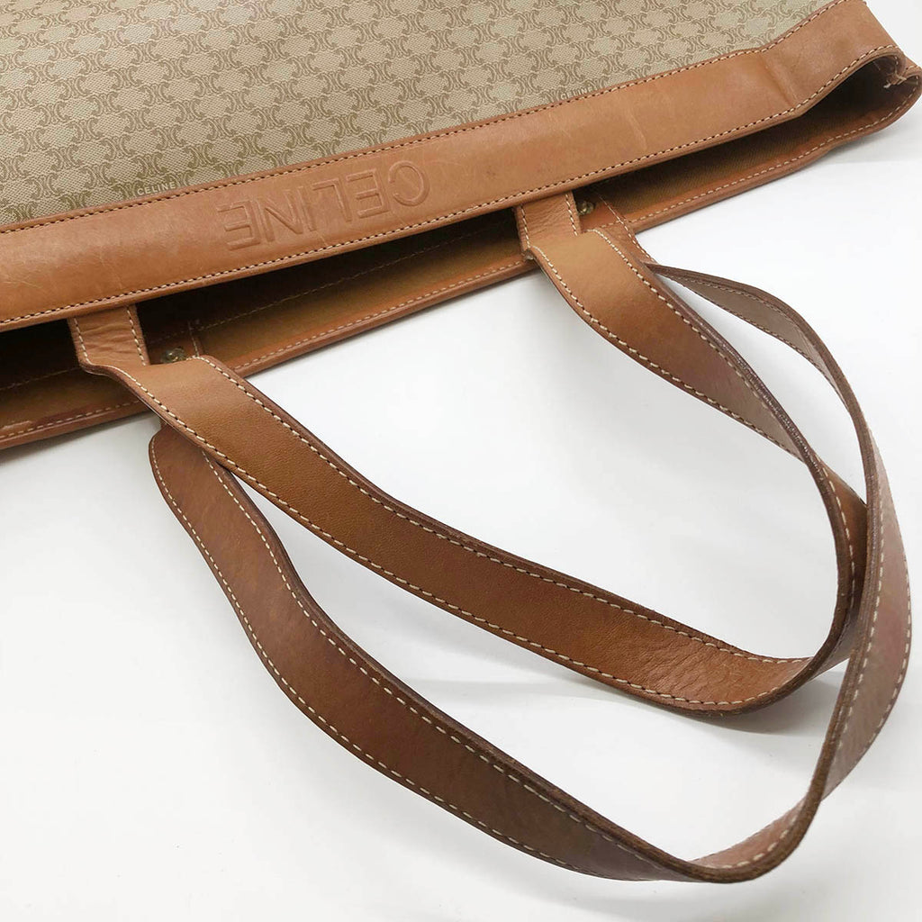 Celine M10 Macadam Big Tote Bag PVC Beige/Brown Pre-owned